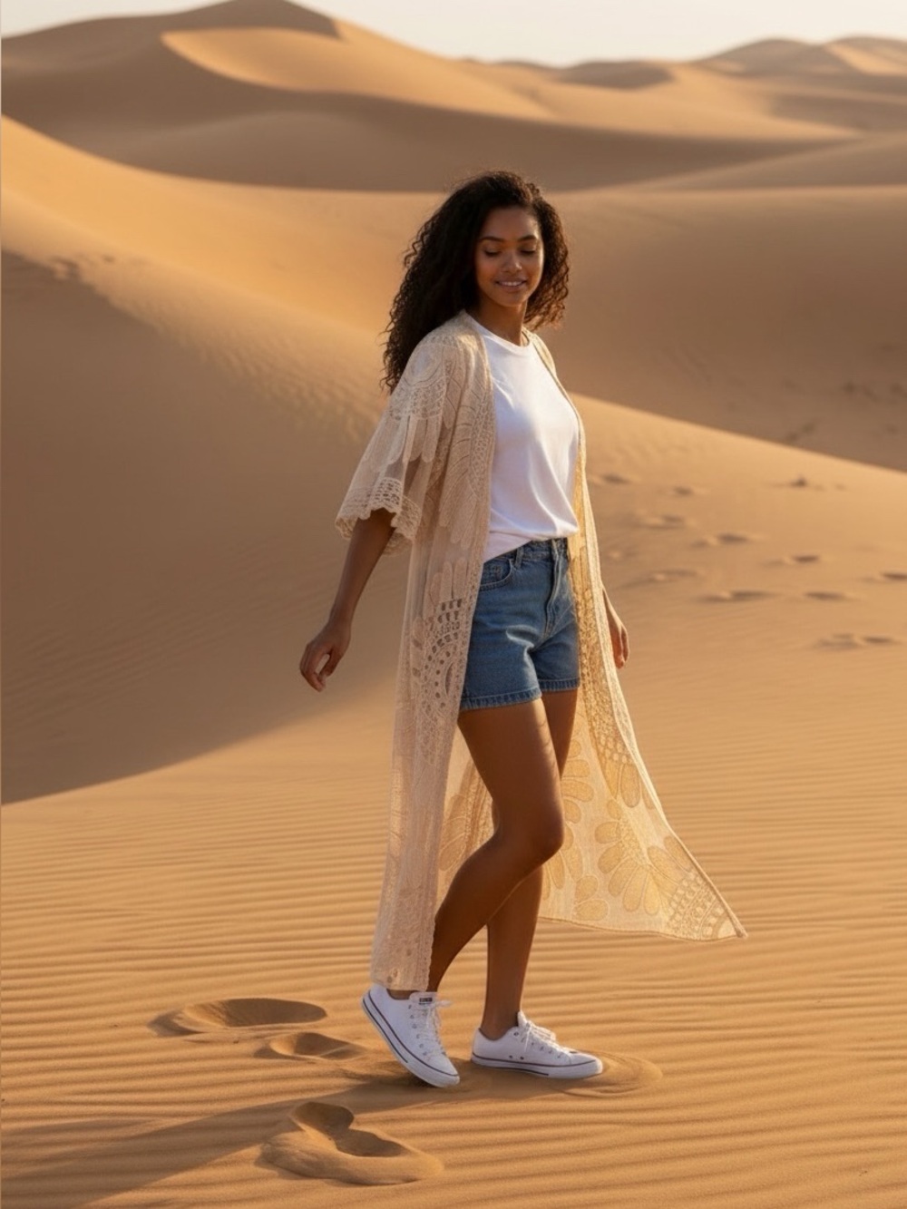 REBELLION AGAIN cream knit duster